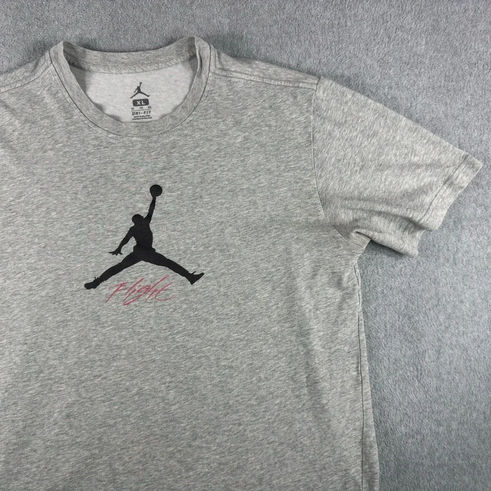 Jordan Mens Dri-FIT Jumpman Logo T-Shirt Heather Gray XL Slim Fit Tee